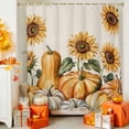 thumbnail image 4 of Shower Curtain 66"W x 72"L Autumn Thanksgiving Pumpkin Sunflower Fabric Shower Curtains Set with Hooks Water Repellent Bathroom Curtains Machine Washable Bathroom Accessories, 4 of 6