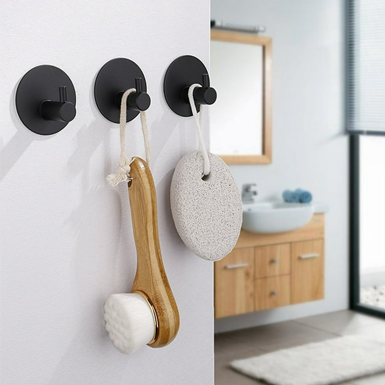 YENZEEN Adhesive Towel Hooks for Bathrooms Shower no Drill Heavy Duty Wall  Hooks self Adhesive Towel Rack Stick On Wall Coats Hooks Brushed Nickel