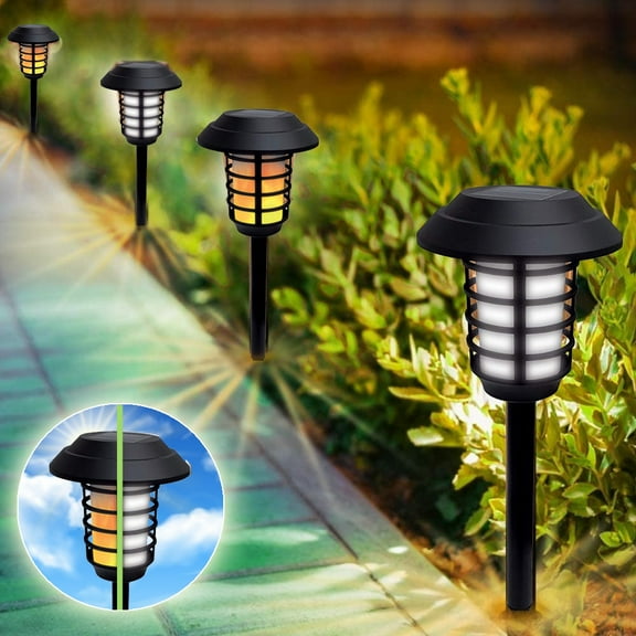 Bell   Howell Solar Pathway Lights, Bright White & Flickering Flame Solar Torches Waterproof Outdoor Lighting Landscape Lights Dusk to Dawn Auto On/Off for Garden Patio Yard- 2 Pack