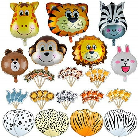 Jungle Animals Foil Latex Balloons Birthday Party Decorations Lion