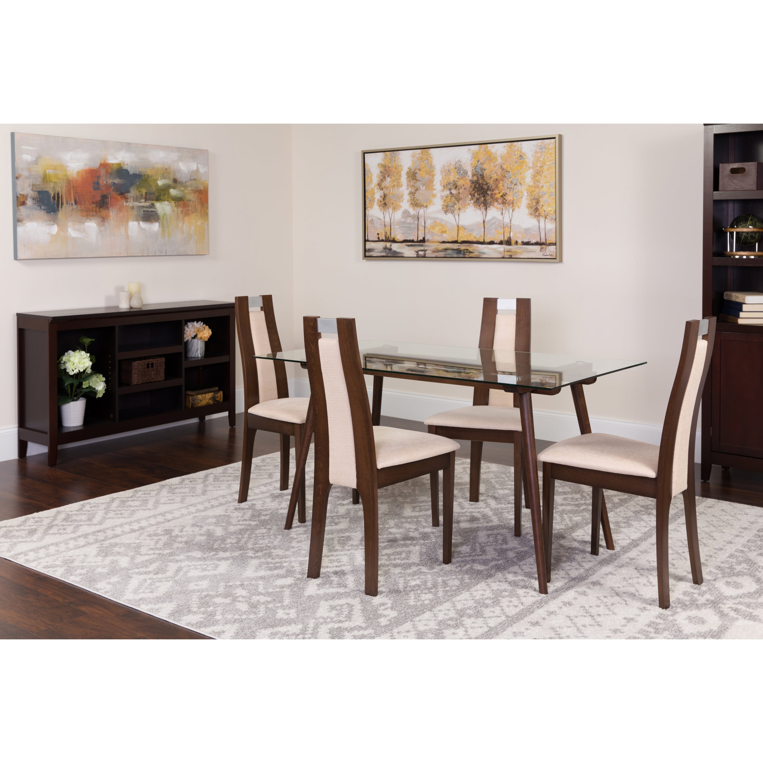 Flash Furniture Fairview 5 Piece Espresso Wood Dining Table Set with