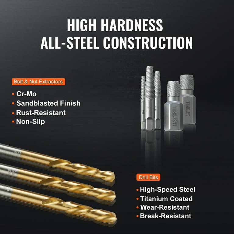 BENTISM Screw Extractor with Drill Bit Set 35 Piece Bolt Extractor Kit 19 PCS Bolt Extractors and 16 PCS Reverse HSS Drill Bit for Removing Damaged