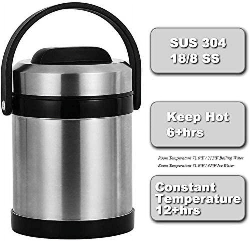 NEX Food Jar 75Ounce Wide Mouth Stainless Steel Vacuum Insulated Lunch Thermos Silver