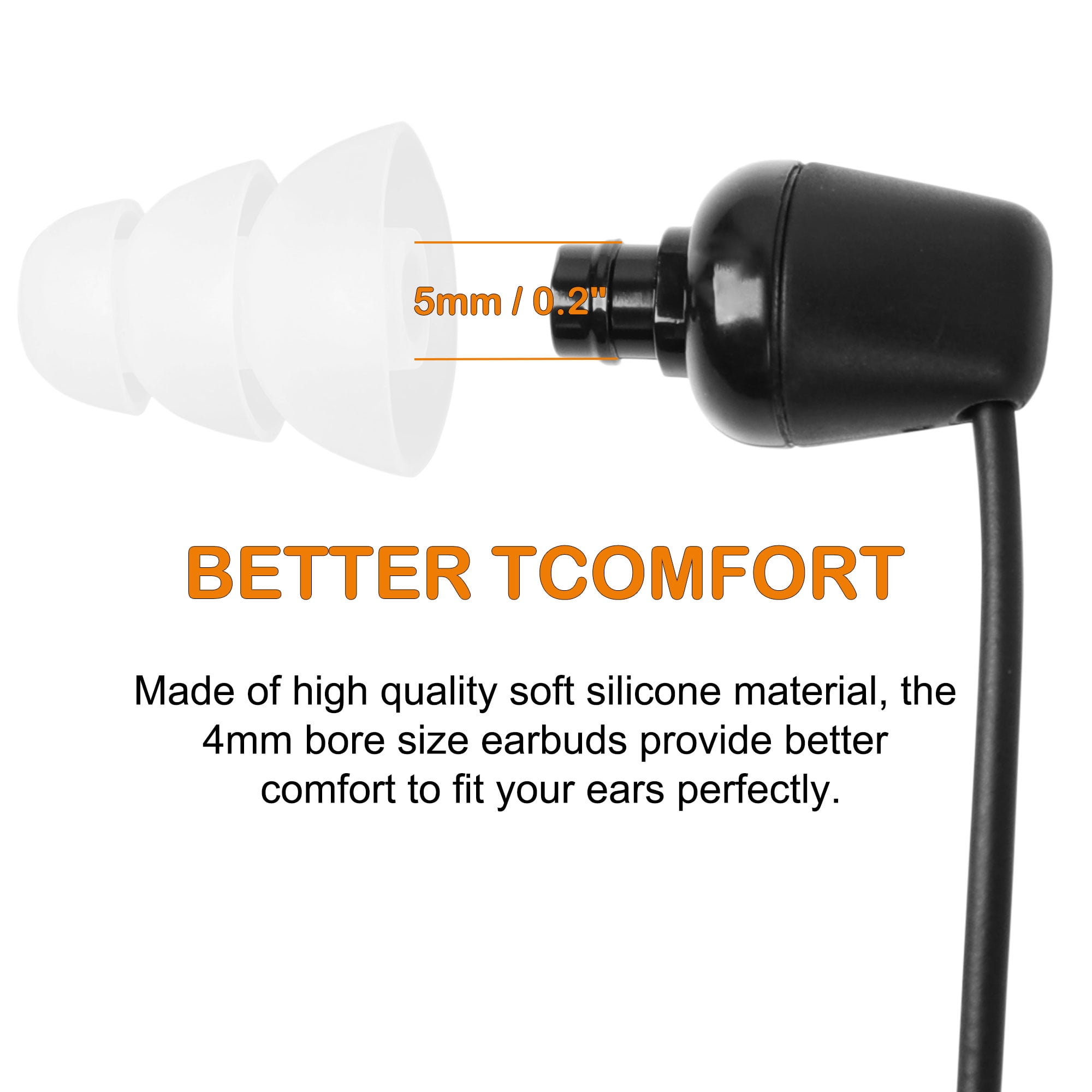 Unique Bargains 10pcs Replacement Earbuds Tips Silicone Earpads Fit 5mm In-Ear Headphones