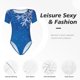 thumbnail image 4 of Fotbe Blue Christmas With Snowflakes Body de Mujer con Cuello Redondo y Mangas Cortas, Sin Mangas Ajustado, Suave, Cómodo y Básico-Large, 4 of 7