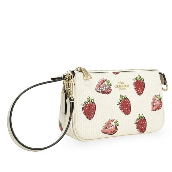 Coach Women's Nolita Small Convertible Wristlet with Strawberry Print (Chalk Multi)