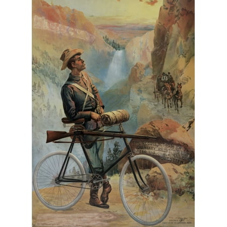 Bicycle Golden Gate Sunset In The Yellowstone Park 1897 Canvas Art -  (24 x