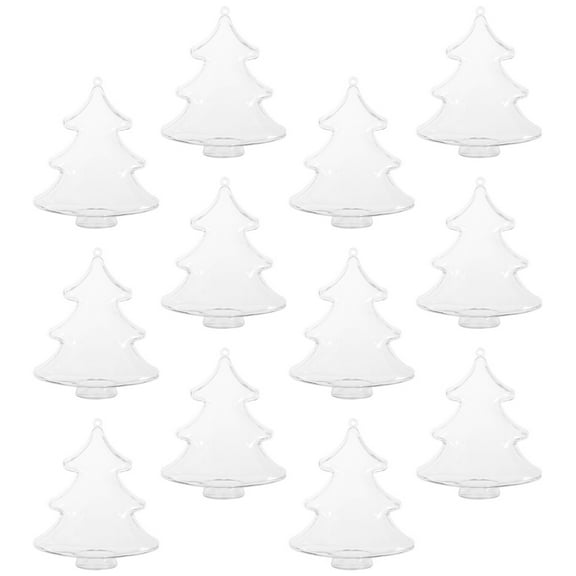 FOMIYES Set of 12 Transparent Plastic Fillable Christmas Tree Ornaments for Hanging Holiday Decorations
