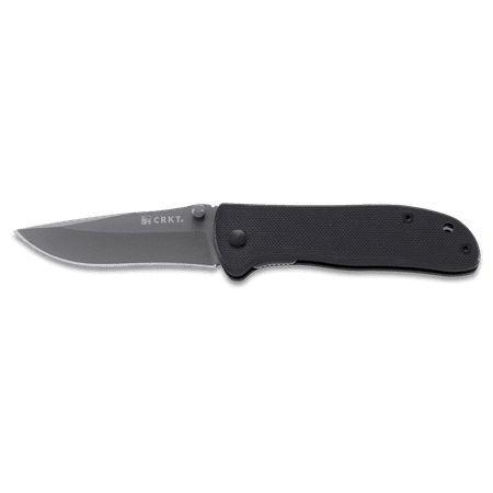 - CRKT 6450K Folding Knife with Grey Ti-Nitride Finish 8Cr14MoV Plain Edge Drop Point Blade with G10 Handle Scales and Locking Liner