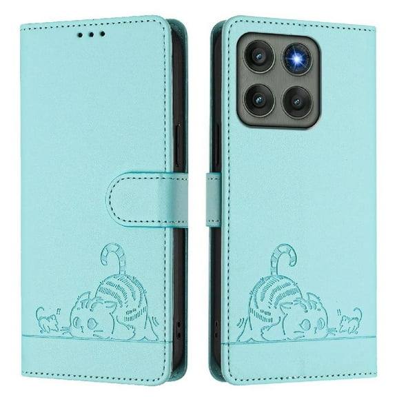 Flip case for GANGXUN Motorola Edge 60 Pro Wallet Case with Kickstand, Card Slots, RFID Block, Cat Design
