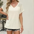 thumbnail image 4 of Seductiva Women's T-Shirts Short Sleeve Women's Summer Casual Tops Short Sleeve V Neck Shirts Trendy 2025 Cute Ladies Blouses Business Outfits Casual Trendy Solid Loose Fit Tshirt Womens Tops, 4 of 6