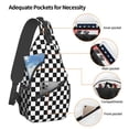 thumbnail image 4 of ZNDUO Sling Bag, Men Shoulder Backpack Small Cross Body Chest Sling Backpack-Black White Plaid Pattern, 4 of 8