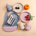 thumbnail image 4 of Baby Feeding Set Silicone Feeding Set Shallow Tray Kitten Design Baby Silicone Tableware, Toddler Eating Utensils, With Suction Cup, Shallow Tray Bib Soft Spoon Fork Cup, Tough Tableware Set, Edible G, 4 of 5