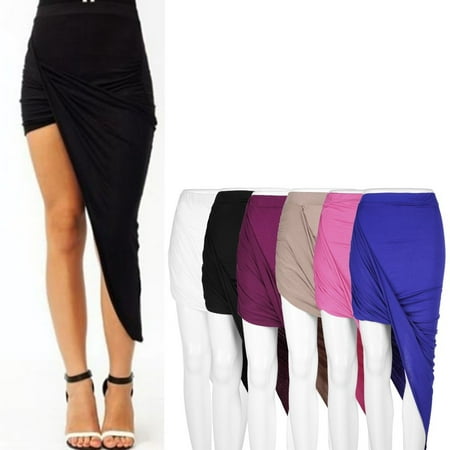 Icoco Slim Fit Draped Asymmetrical High Waisted Stretch Bodycon