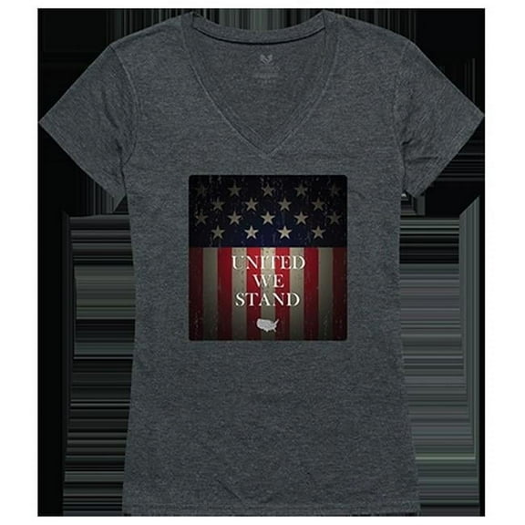 United We Graphic V-Neck T-Shirts, Heather Charcoal - Extra Large