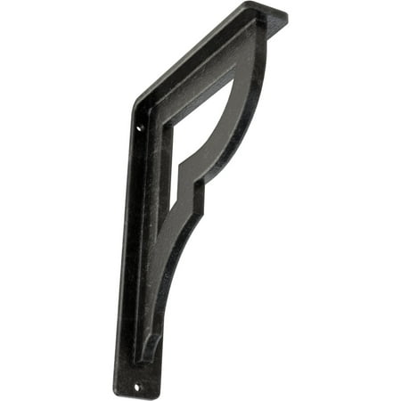 

Ekena Millwork 1 1/2 W x 5 1/2 D x 8 H Bradford Wrought Iron Bracket (Single center brace) Antiqued Silver