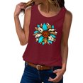 thumbnail image 1 of Playeras,Blusas y Tops,Ropa para Mujer Tallas grandes Camiseta sin mangas de verano para mujer, camiseta sin mangas con gráfico de flores , camiseta informal para vacaciones (Wine, S), 1 of 6