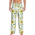 thumbnail image 2 of Lsque Yellow Dandelions Print Men's Pajama Pants, Lounge Pant - Comfortable Home Wear,Elastic Waistband, Stylish Design-X-Large, 2 of 9