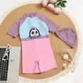 thumbnail image 2 of Gubotare Girl Swimsuit Girls Long Sleeve Rashguard Swimsuit UV Protection One-Piece Swimwear Bathing Suit 5T 6T (Pink,5-6 Years), 2 of 6