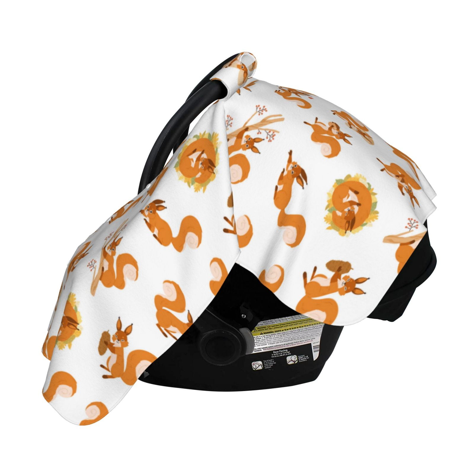 Naloa Squirrel Playing Baby Car Seat Cover, Breathable Baby Carrier Cover, Multiuse Baby Carrier Cover & Nursing Breastfeeding Cover