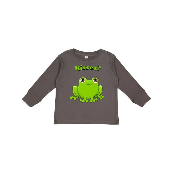 Inktastic Kisses? - cute frog Boys or Girls Long Sleeve Toddler T-Shirt