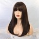 thumbnail image 5 of Peluca llena de pelo rgo sintético natural con flequillo mrón Zulema peluca larga recta para mujer, 5 of 8