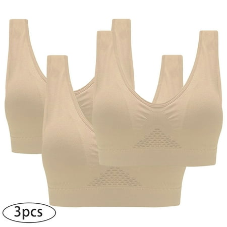 FAFWYP 3-Pack Plus Size Sports Bras for Women, Large Bust High Impact Sports Bras High Support No Underwire Fitness T-Shirt Paded Yoga Bras Comfort Full Coverage Everyday Sleeping Seamless Bralettes