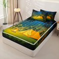 thumbnail image 2 of catabedysis Cartoon Camping Zipper Full Size Comforter Sets with Fitted Sheet and 2 Pillowcases,Starry Tent Print Zipper Bedding Set For Boys,Multicolor,Black Reversible,4 Pieces, 2 of 7