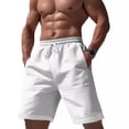 thumbnail image 2 of HCNTES Mens Casual Linen Shorts Flex Drawstring Elastic Waist Summer Beach Shorts with Pockets(White,XS), 2 of 8