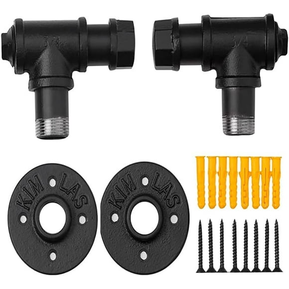 2 Packs Industrial Pipe Bracket - DIY Shelf Bracket Vintage Look Iron Wall Mount Pipe Shelving Bracket
