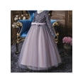 thumbnail image 3 of hirigin Girls Banquet Dress Shiny Sequins Embellished Long-sleeved V-neck Stitching Multi-layer Mesh Hem Dress, 3 of 8