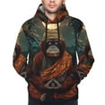 thumbnail image 4 of KLL Banana Leaf Meditating Gorilla Print Mens Hoodie Long Sleeve Casual Pullover Hooded Sweatshirt Fashion Drawstring Hoodies with Pocket-, 4 of 6