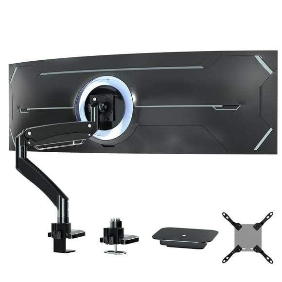 Ultrawide Monitor-Arm Heavy Duty 22-57ââ - PUTORSEN Aluminum Single Monitor Mount Holds up to 59.4 lbs, Premium Adjustable Desk Mount Stand, VESA 75/100/200 mm, Black