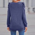 thumbnail image 4 of Women’s Long Sleeve Puff Shoulder Top Round Neck Loose Fit Casual Fashion Shirt Elegant Solid Color Blouse, 4 of 5