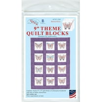 Jack Dempsey Themed Stamped White Quilt Blocks 9"X9" 12/Pkg-Butterflies