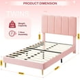 thumbnail image 2 of 2024 New Twin Bed Frame for Boys & Girls, Velvet Upholstered Platform Bed Frame with Headboard, Strong Wooden Slats, Noise-Free,No Box Spring Needed, Easy Assembly, 2 of 9