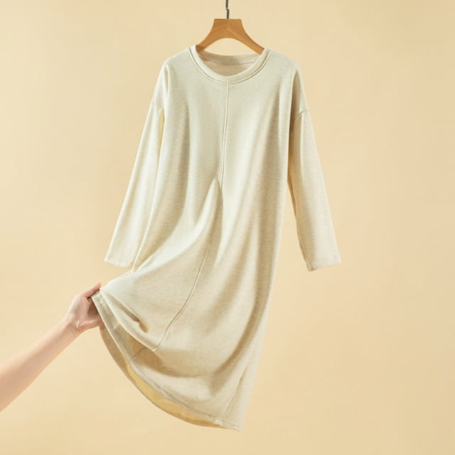 HongQid Chemises de Nuit Manches 3/4 Chemise de Nuit Col Rond Vêtements de Nuit Doux Chemises de Nuit Décontractées Robe de Pyjama Ample avec Poitrine Rembourrée