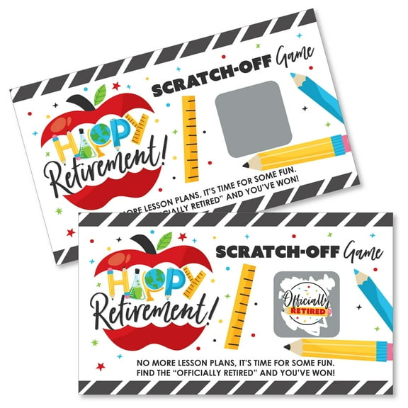 Big Dot of Happiness Teacher Retirement - Happy Retirement Party Game Scratch Off Cards - 22 Count