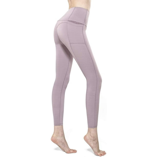 High Waisted Yoga Pants with Pockets for Women - Smooth Workout Leggings,  High Elastic Running Capris Lightweight 