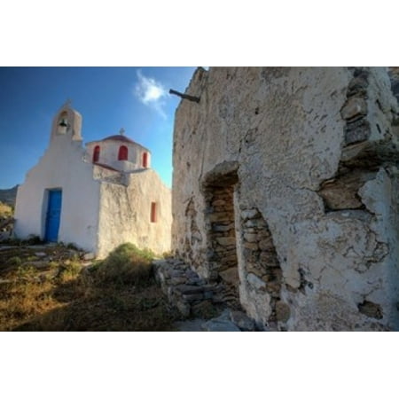Old building and Chapel in central island location Mykonos Greece Poster Print by Darrell