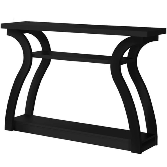 Pemberly Row Modern 47" Wooden Curved Base Entryway Hall Console Table in Black
