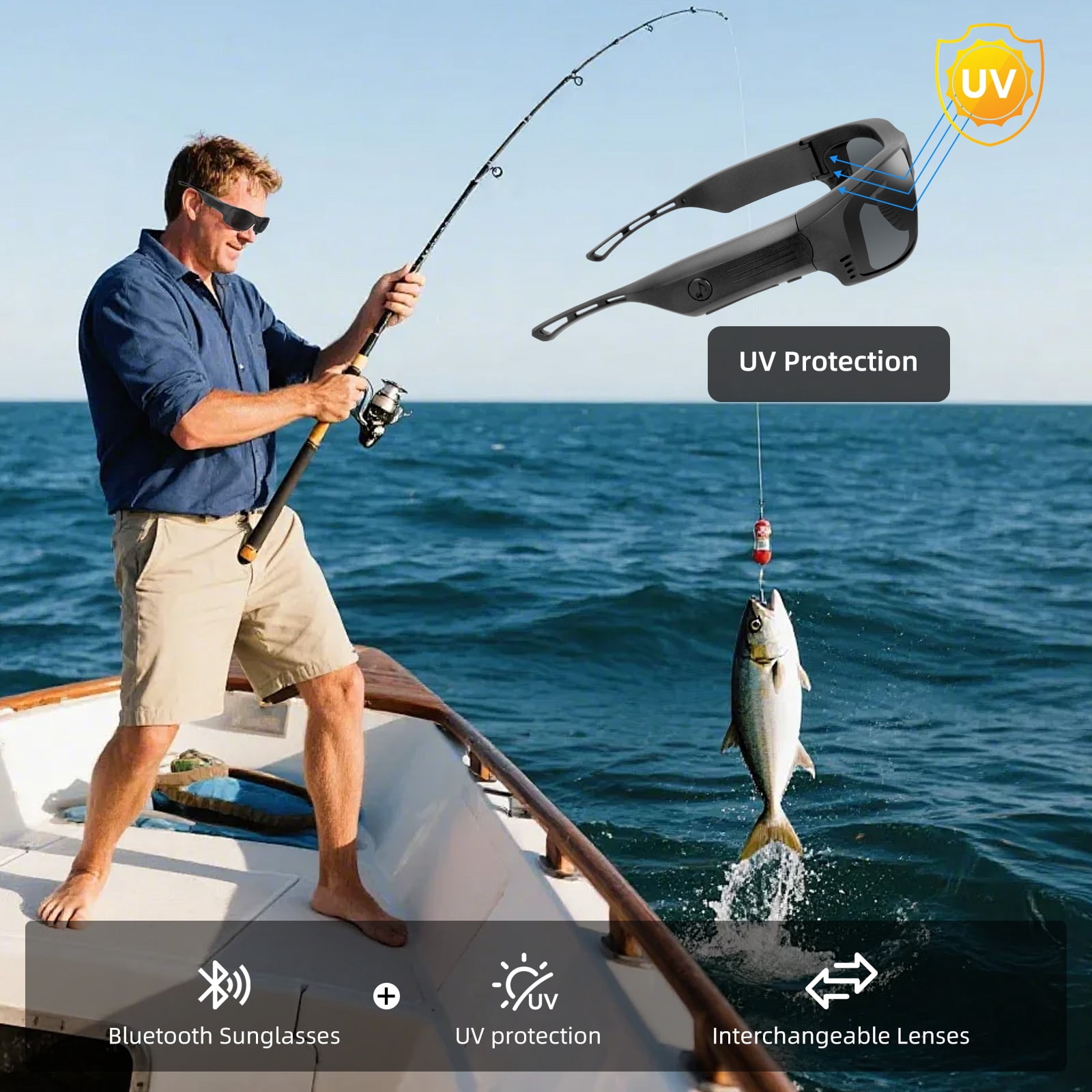 ViView Smart Bluetooth Glasses for Men&Women Ultra Loud Volume,Safety Glasses with Bluetooth Speaker Rechargeable LED Lights,20 Hrs Runtime TR90 Frame ANSI Z87.1