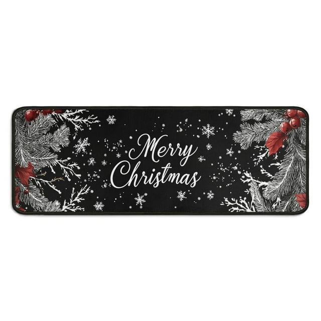 Christmas Kitchen Rug Sets 2 Piece Farmhouse Holiday New Year Kitchen Rugs and Mats Non Slip Kitchen Rugs and Matsfor Cook Home Decor (47x17+30x17 Inches)
