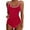 Red, variant on XUELUO Womens One-Piece Swimsuits Solid Color Sexy Push Up High Waisted Training Sport Control Swimsuit Swimwears Bathing Suits,Blue,L