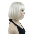 thumbnail image 3 of Short Bob Wig with Flat Bangs for Lady Women, Straight Synthenic Wigs for Cosplay Daily Party, 8 inch, White Blonde, 3 of 10