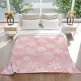 thumbnail image 4 of Pink Christmas Snowflakes Throw Blankets, White Winter Snow Soft Fleece Blanket Decorative for Home Sofa Couch Chair Living Bedroom, 60x80 inches,, 4 of 8