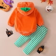 thumbnail image 6 of gcong Toddler Kids Halloween Bodysuits Pumpkin Outfit Set with Hat, 6 of 7