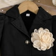 thumbnail image 5 of Ulitacool Spring Coats For Girls Long Sleeve Stylish Girls With Floral Embroidery Peplum Lapel Jacket Big Kid Formal Wear And Party Dress Cute Playsuit Black 2-3 Years, 5 of 8