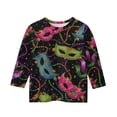thumbnail image 3 of Girls Mardi Gras Outfit Cozy 3/4 Sleeve Tops Fat Tuesday Tshirt New Orleans Carnival Party Blouse, 3 of 4