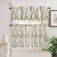 thumbnail image 2 of 3 Piece Kitchen Curtains and Valances Set Green Pink Weeping Eucalyptus Cafe Curtains 36 Inch Length Spring Summer Farmhouse Leaves Valance & Tier Curtain for Living Room Bedroom 54"x18"+27"x36"*2, 2 of 6